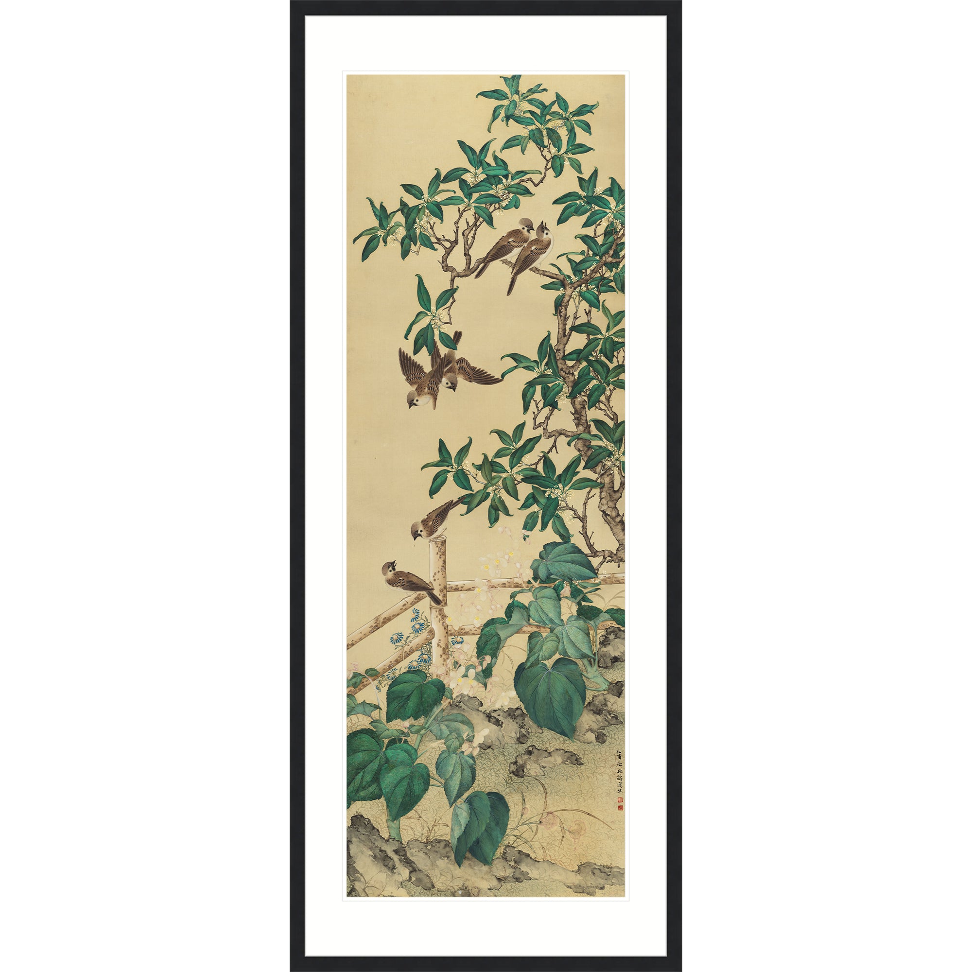 Sparrows and Osmanthus Painting