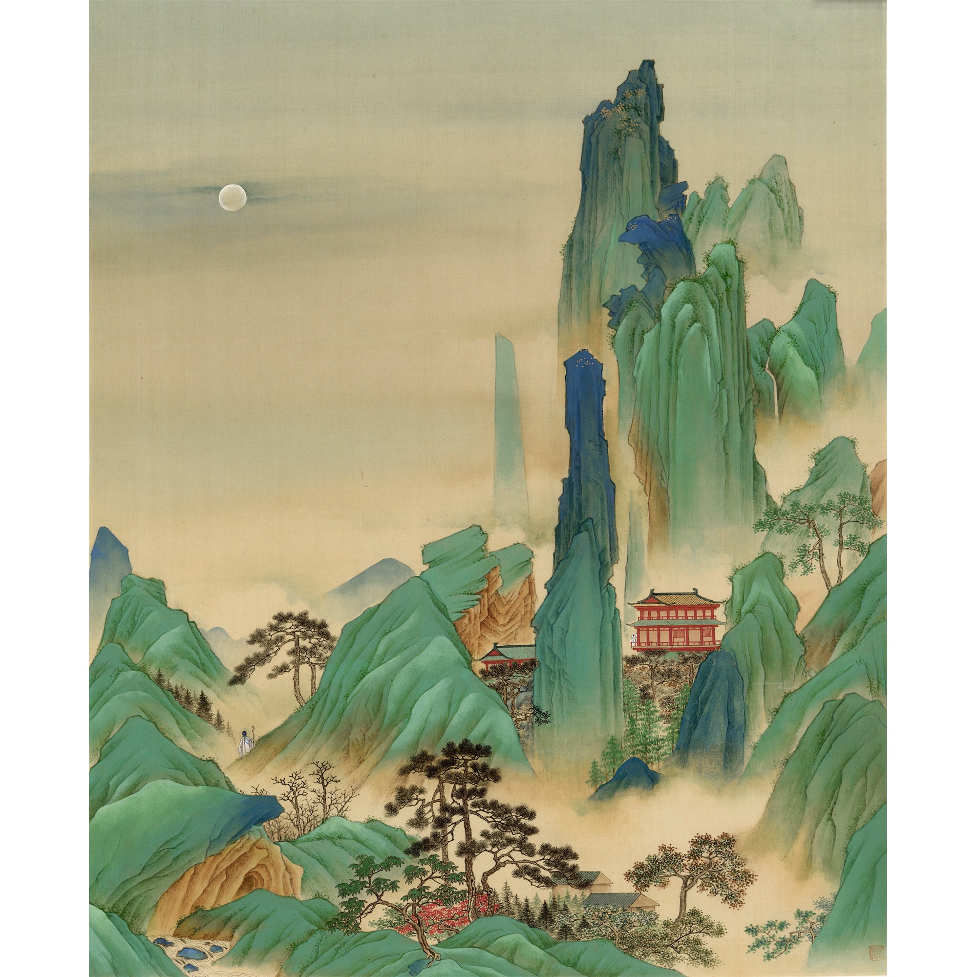 Moonlit Longing for Reunion - Hanging Scroll
