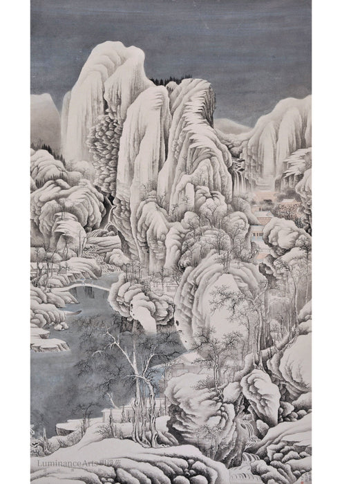 《臨五代巨然雪山圖》國畫 山水