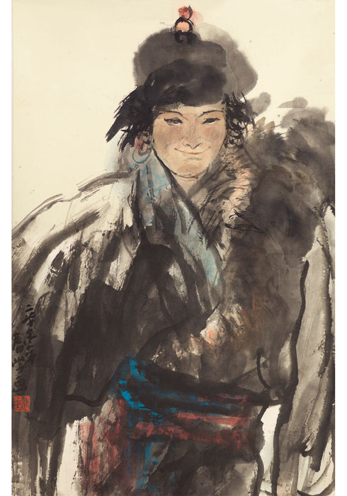 《西藏女孩》國畫 人物