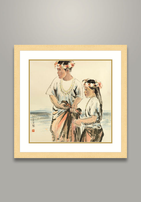 "Girls by the Sea" Chinese Painting Figures