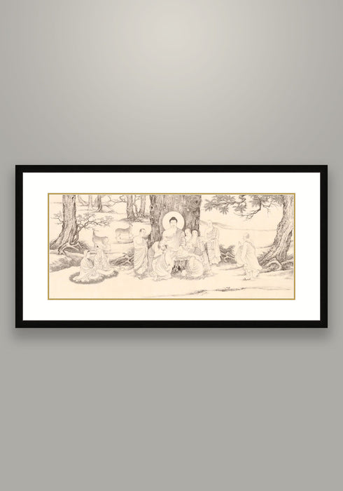 "Buddha Saying Udumbara" Chinese Painting God Statue